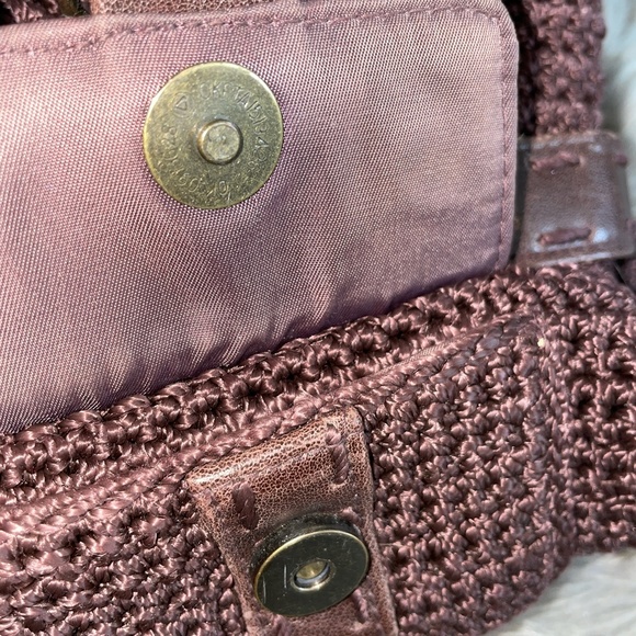 EUC Vintage The Sak Double Strap Crochet Brown Shoulder Bag Purse - Picture 4 of 9